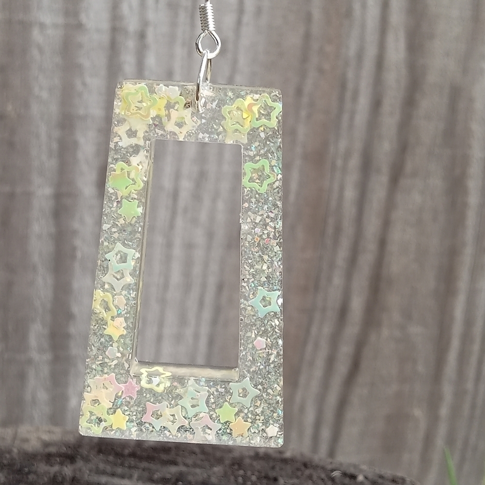 Hand Crafted Iridescent Star Resin Earrings